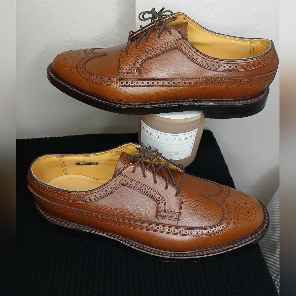Vtg Florsheim Royal Imperial 97625 Long Wing 5 Nail V Cleat Brown Shoes 11 D